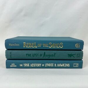 Teal Book Stack Lot of 3 Childrens Books Decor Shelf Display Hardcover Green